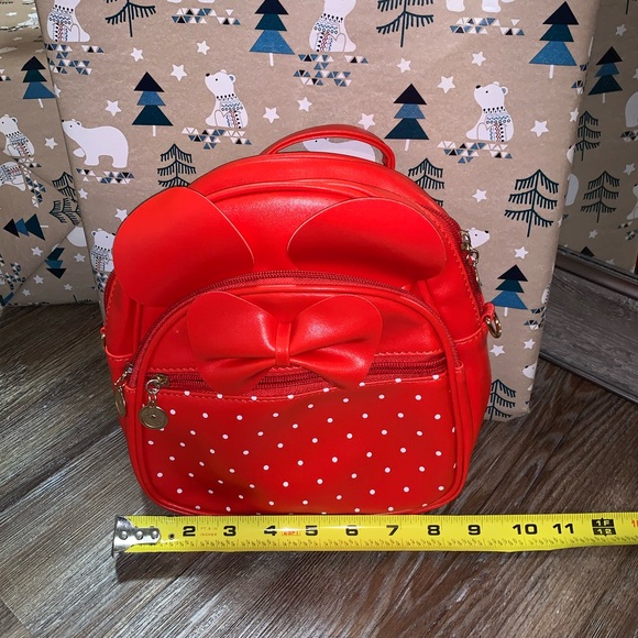 Girls Bowknot Polka Dot Cute Mini Backpack Small Daypacks Convertible Shoulder B - Picture 6 of 8